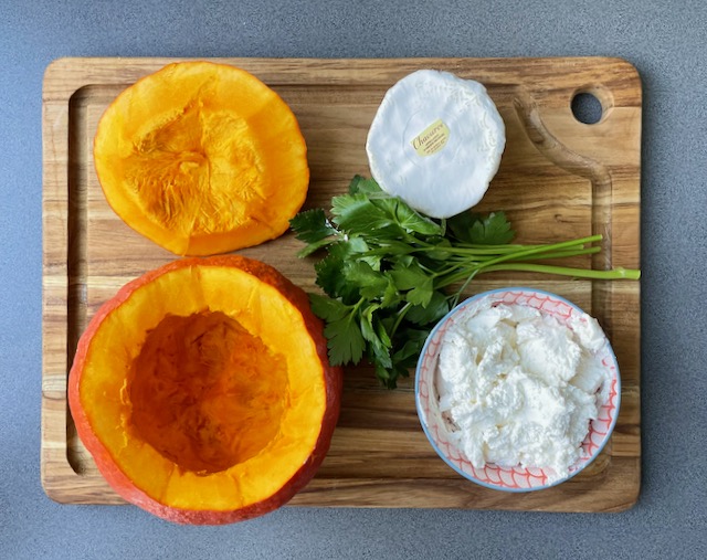 Potiron farci au chaource et aux fines herbes