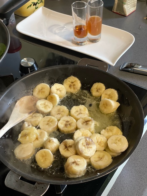 Bananes coupées en rondelles